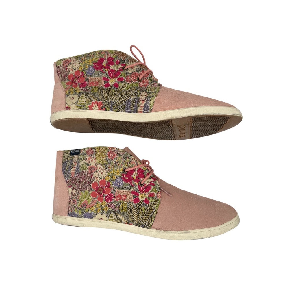 Soludos Floral Derby Garden Party Pink Suede Tapestry High Top Sneakers Size 9 - Picture 3 of 8